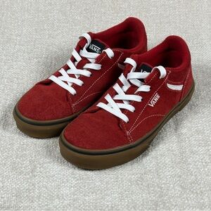 Vans Youth size 3 Red Suede Skate Shoes Gum Sole Kids Sneakers